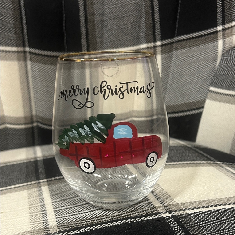 Holiday Glass with Red Truck Design- price includes all 3